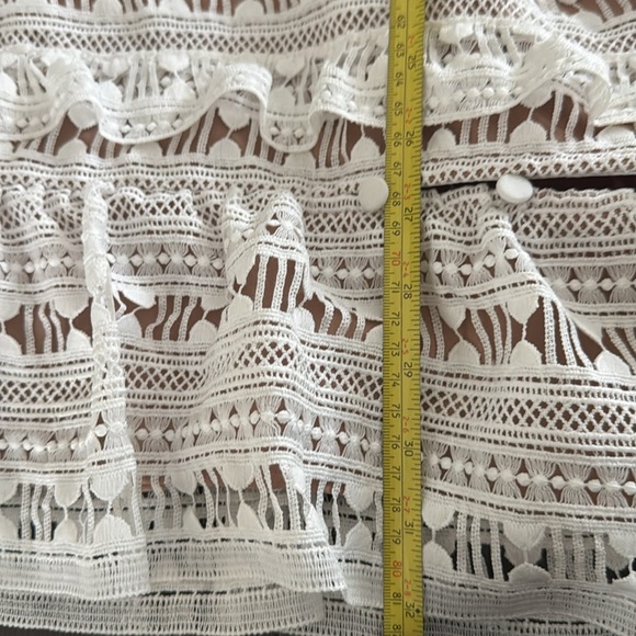 NWOT Self-Portrait "Yoke Frill Star" White Mini Dress Lace Detail Size US 10 - Picture 16 of 16